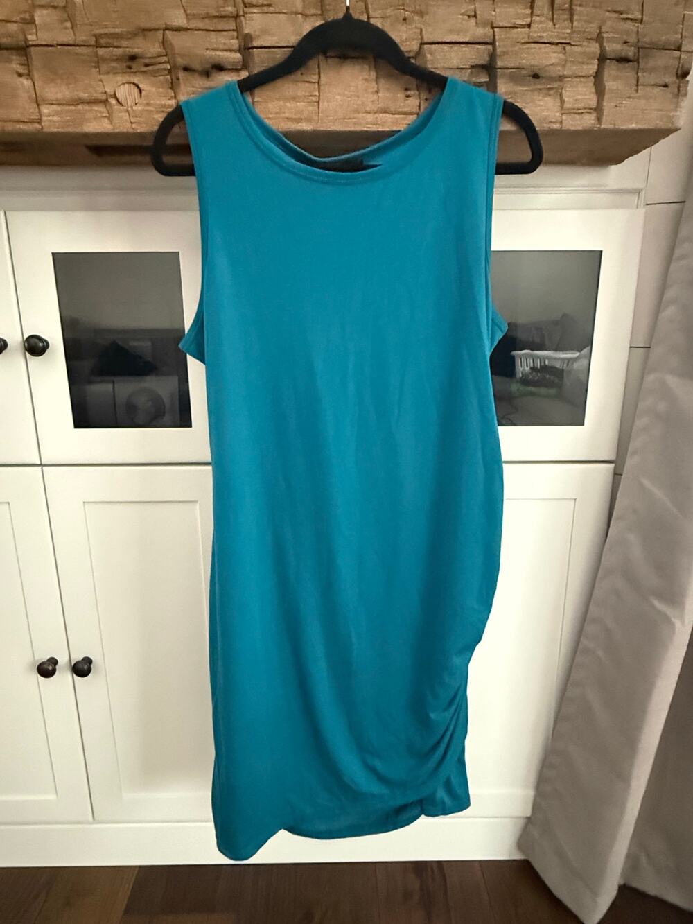 NWT BTFBM Teal Bodycon Tank Dress Sz XL Ruched Side Sleeveless Mini